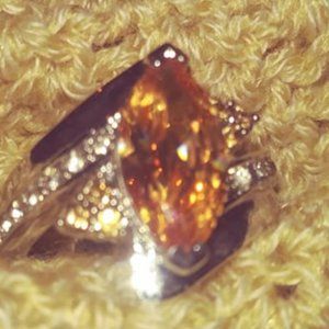 Orange Stone & Silver Ring
